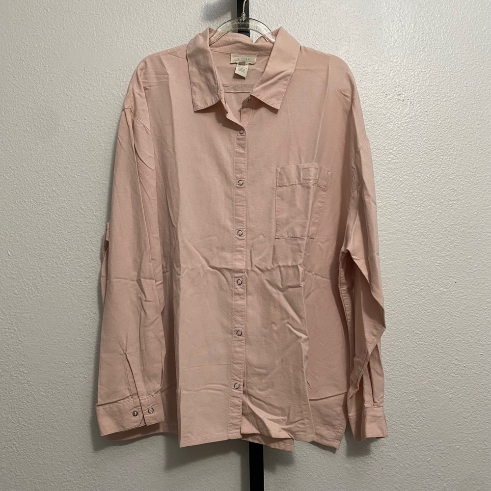 Vtg J Jill Women's Button Up Cotton Shirt Top 2X Quiet Luxury Capsule Office